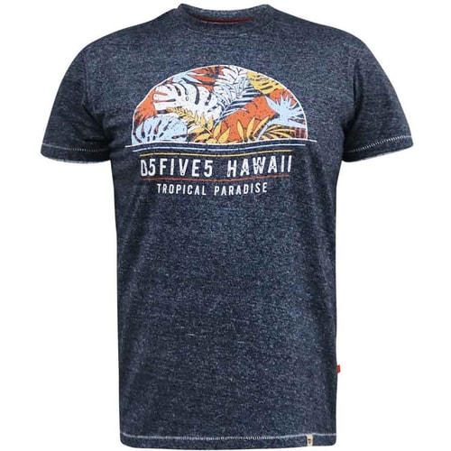 D555 Upton Hawaii Leaf Printed T-Shirt Navy